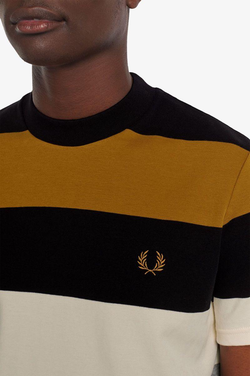 Camel Fred Perry Bold Stripe Men's T Shirts | PH 1634ZUTG